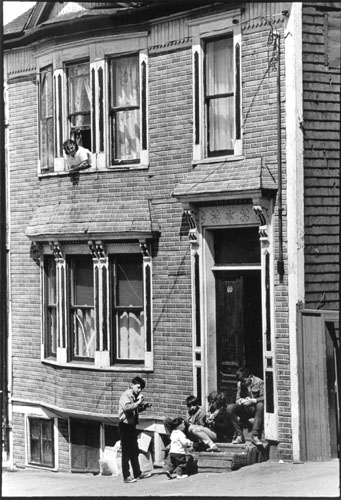 Children Playing on a Stoop Near Downtown